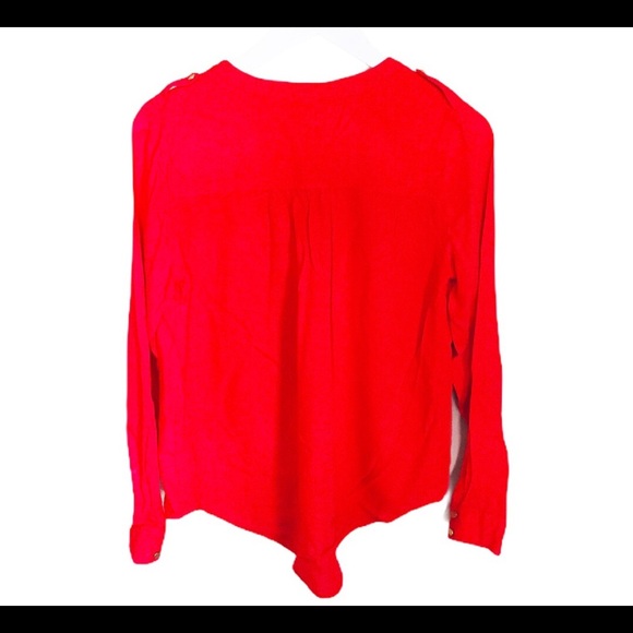 VERO MODA Ivar L/S Button Down Shirt With V Cut & Long Sleeves Red Size Small - Picture 10 of 11